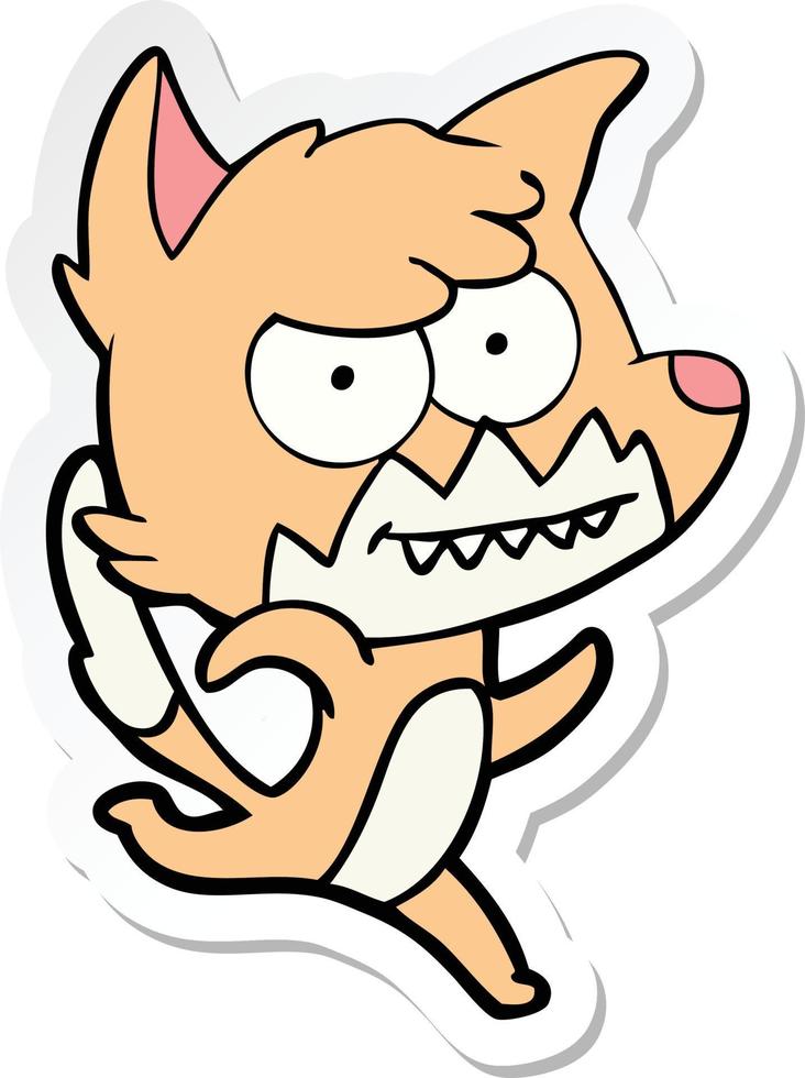 adesivo de uma raposa sorridente de desenho animado vetor