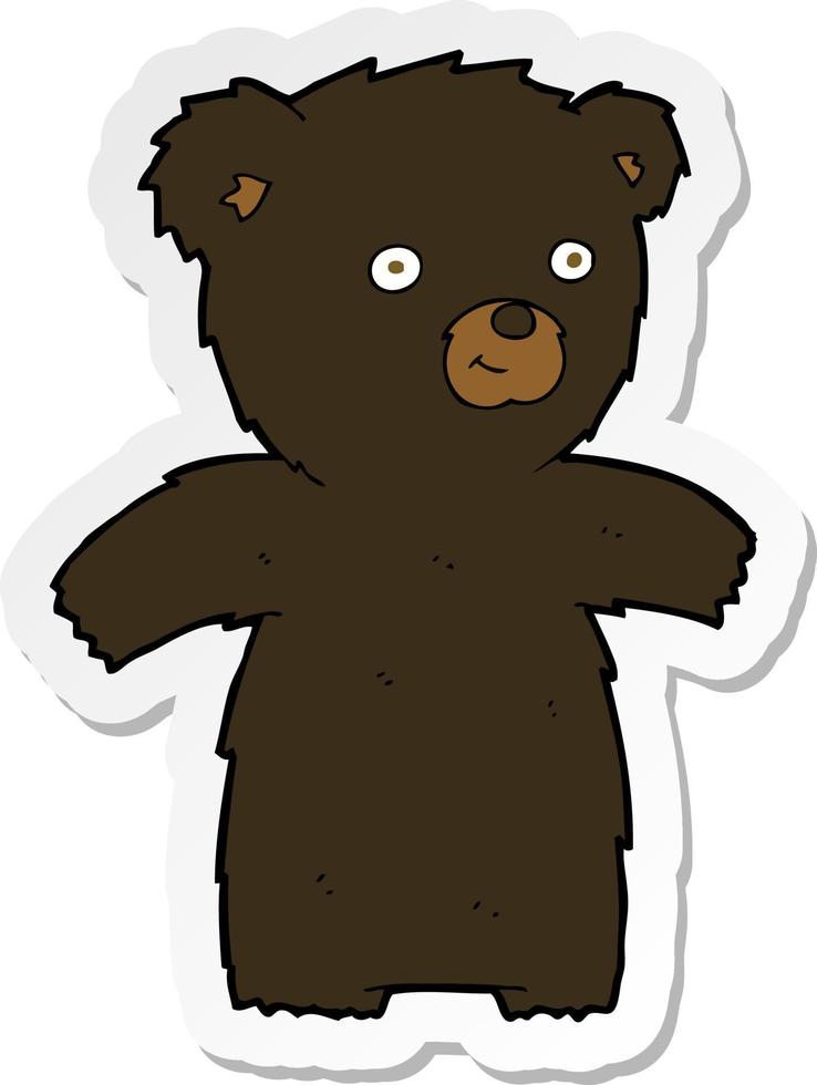 adesivo de um urso preto bonito dos desenhos animados vetor
