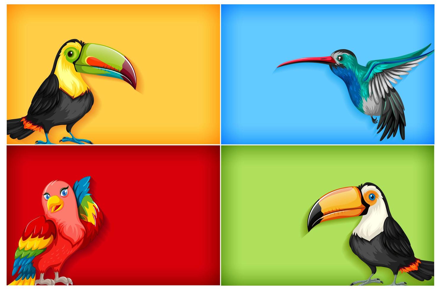 pássaros selvagens em fundo colorido vetor