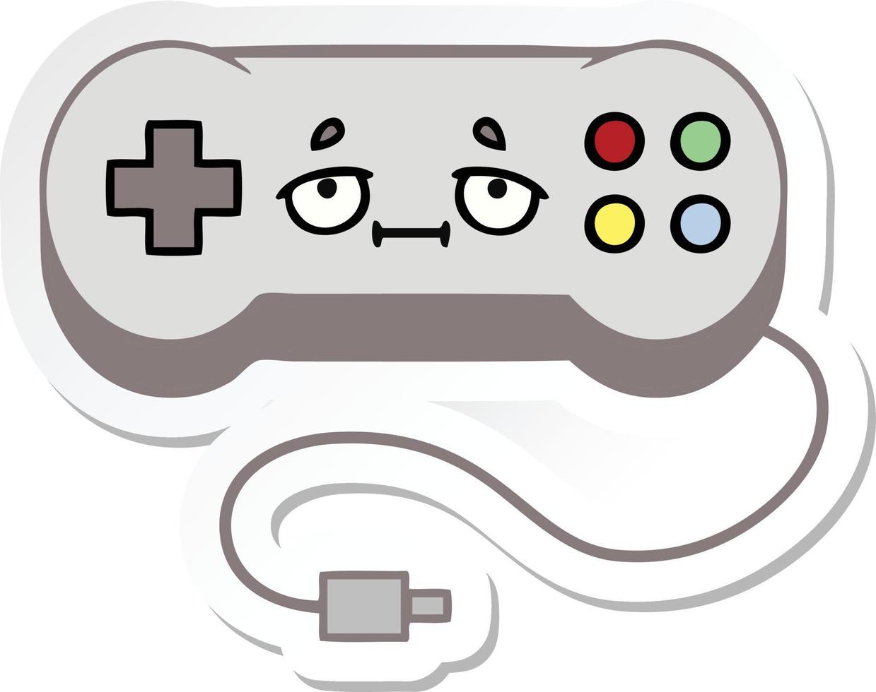 adesivo de um controlador de jogo de desenho animado fofo vetor