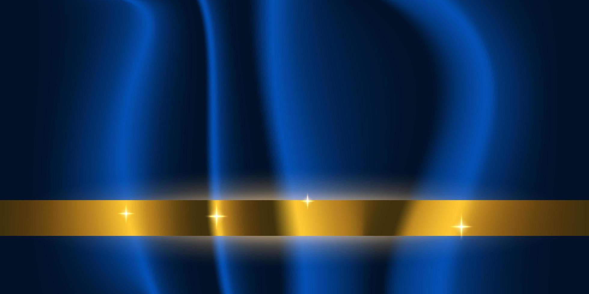 textura de seda azul com listra horizontal dourada brilhante vetor