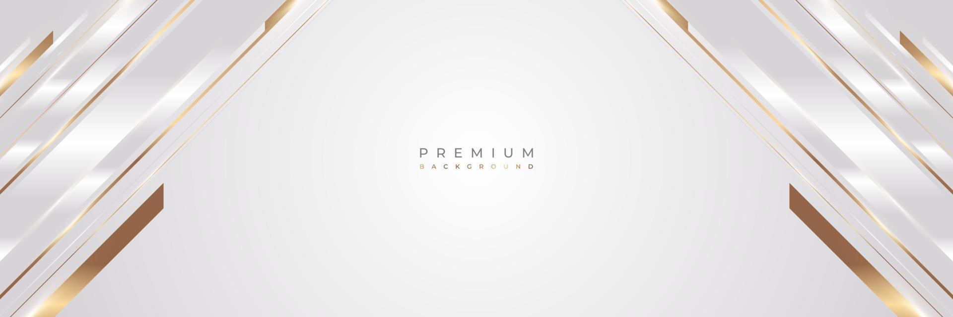 fundo branco e dourado de luxo com linhas douradas e estilo de corte de papel. fundo cinza e dourado premium para prêmio, indicação, cerimônia, convite formal ou design de certificado vetor