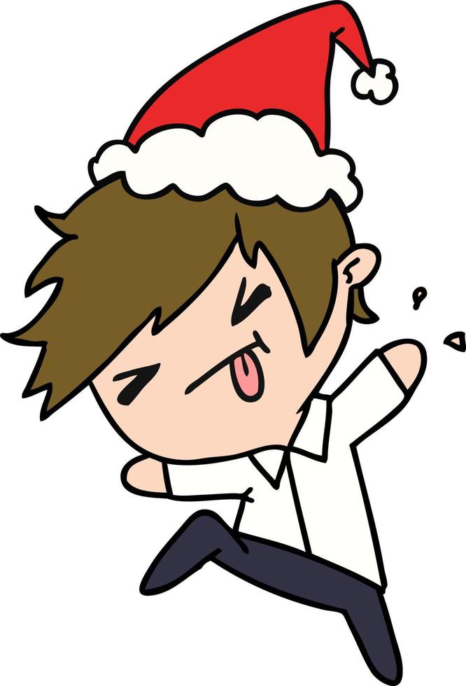 desenho de natal do menino kawaii vetor