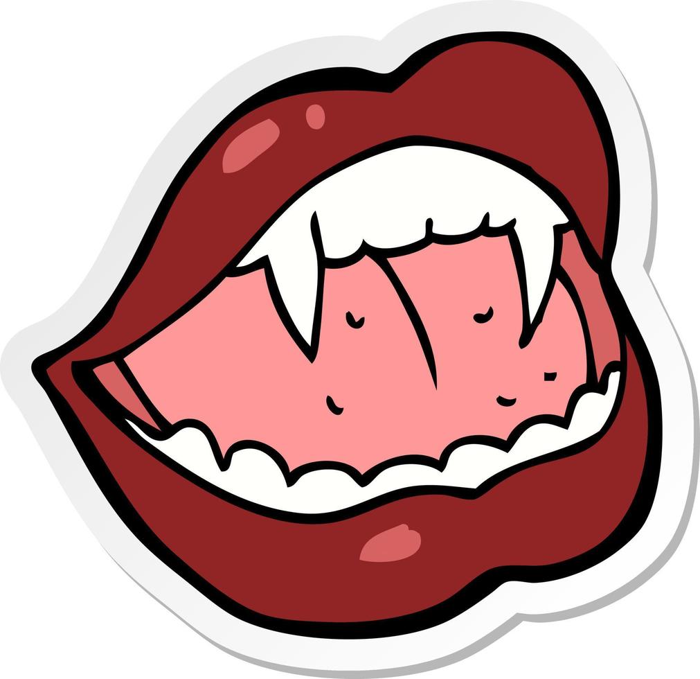 adesivo de lábios de um vampiro de desenho animado vetor
