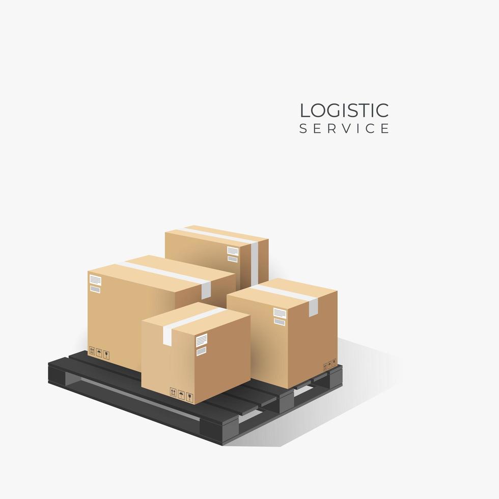 caixas no conceito de logística de paletes de madeira vetor
