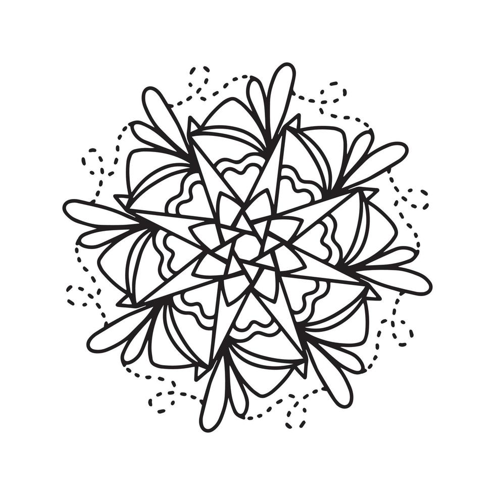 mandala circular padrão preto e branco, decorado com arte de mandala legal boêmia, flores de henna, rito mehndi e simétrico monocromático. mandal de página de livro para colorir, terapia anti-stress. vetor
