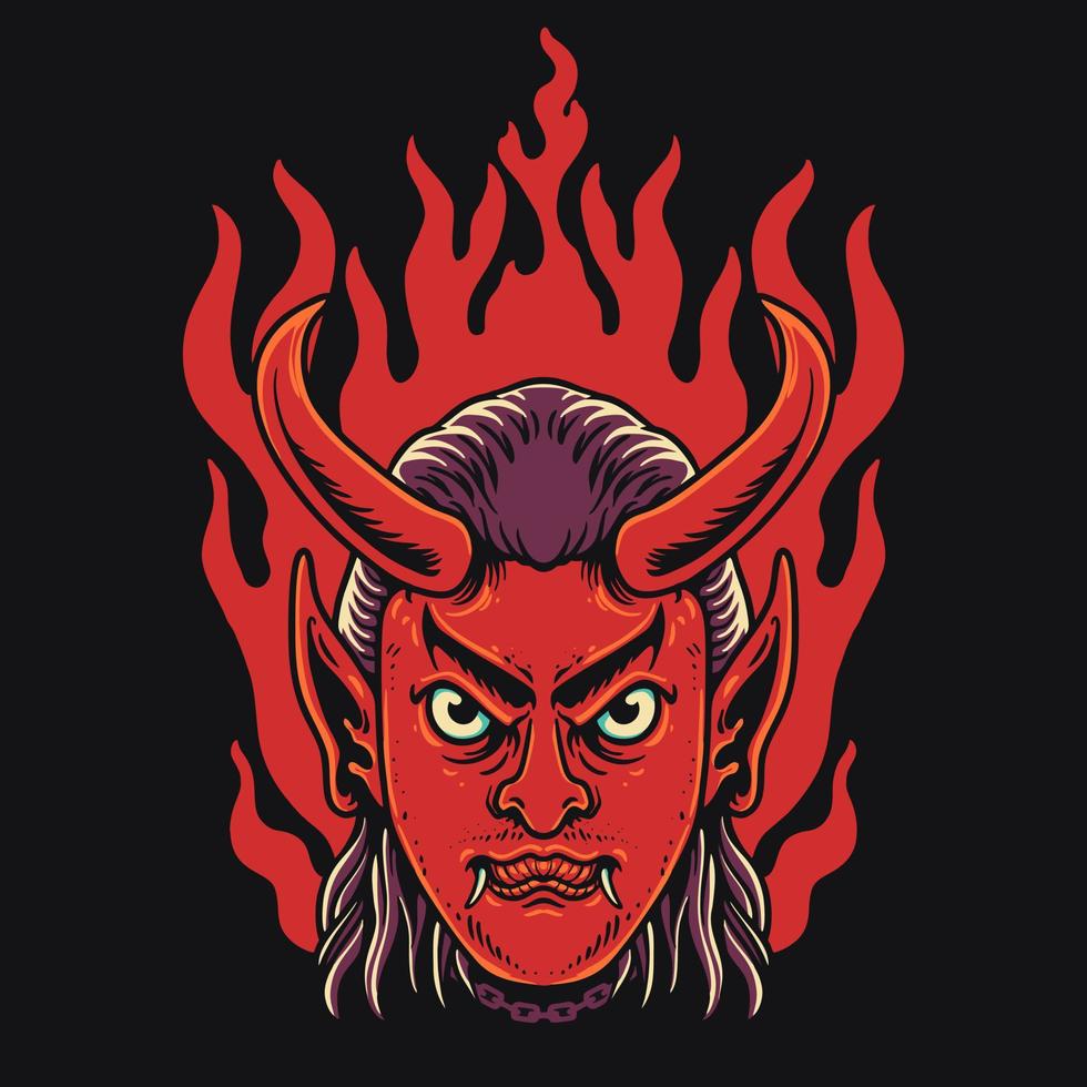 ilustração vetorial de cabeça de diabo vermelho vetor