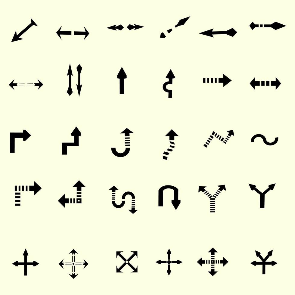 conjunto de setas sinais de trânsito direção caminho carregar símbolo ícone elemento ilustração vetorial vetor