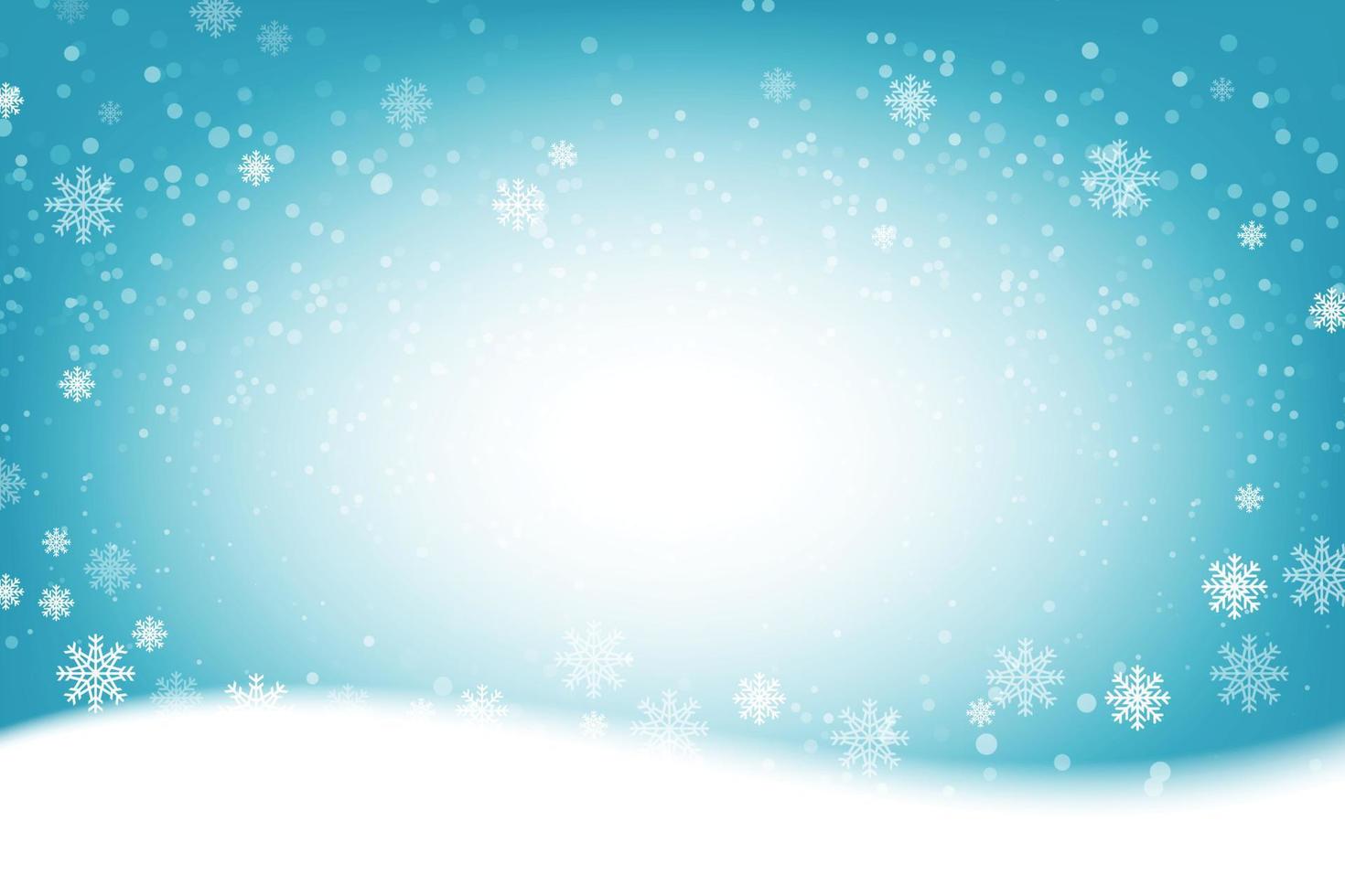 flocos de neve e queda de neve em um fundo azul frio de inverno. ilustrador vetor eps 10.