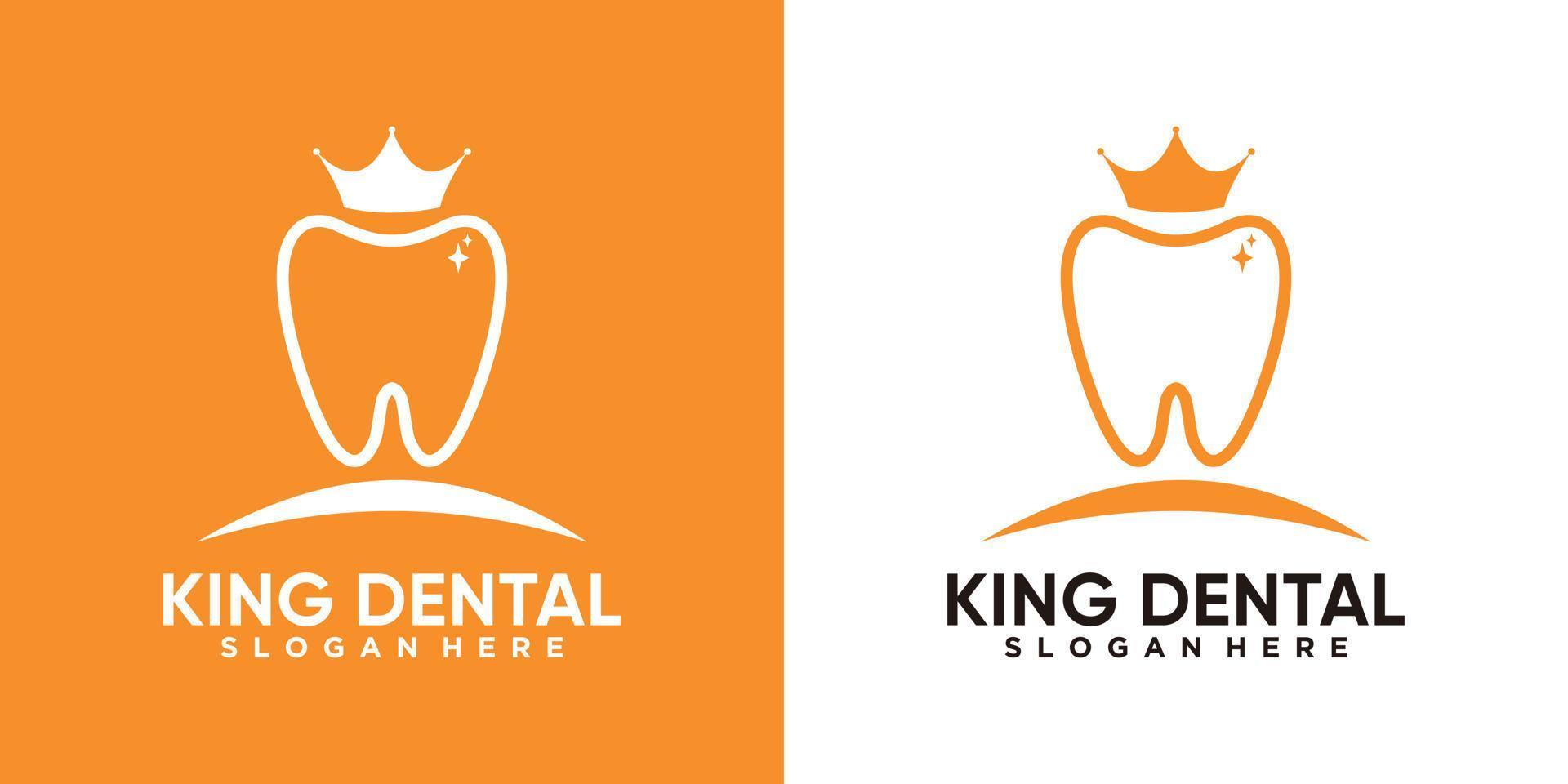 design de logotipo dental rei com conceito creativ e estilo de arte de linha vetor