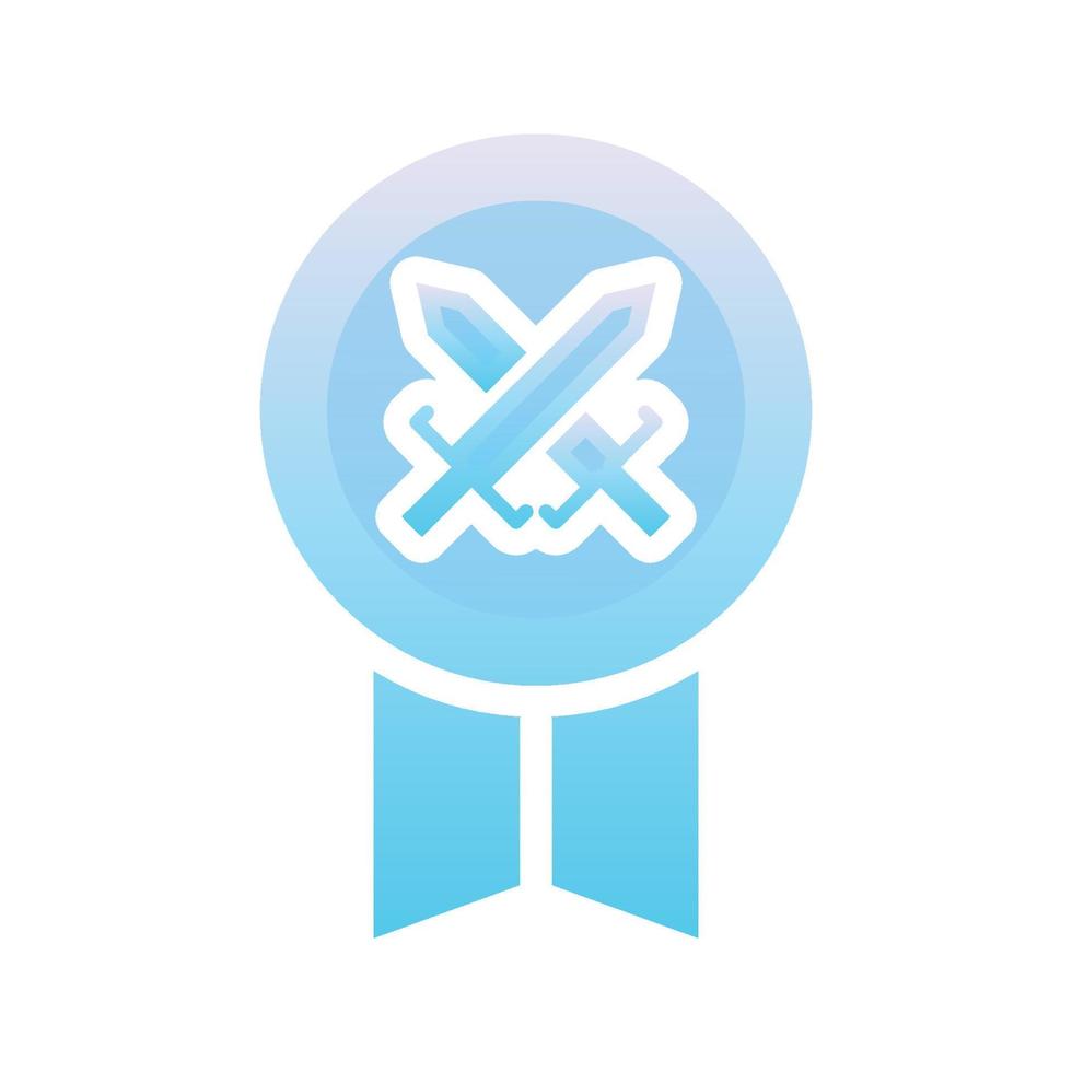 elemento de ícone de modelo de design gradiente de logotipo de medalha de espada vetor