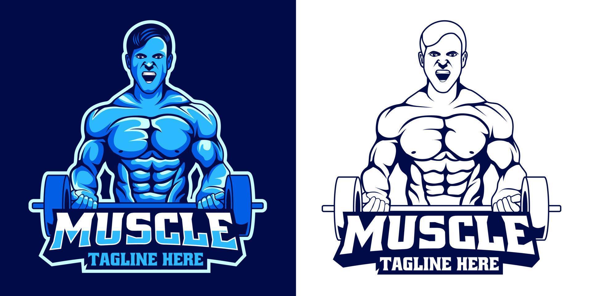 design de mascote de logotipo de esporte muscular vetor