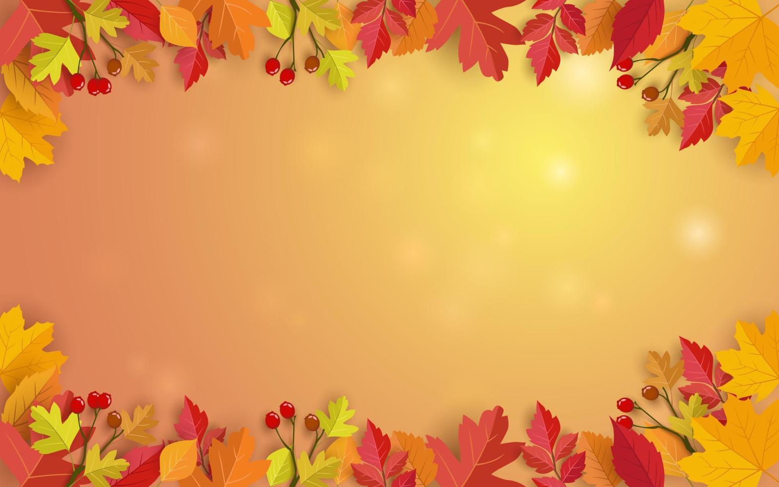 design de fundo de outono com folhas. plano de fundo, banner ou design de modelo vetor