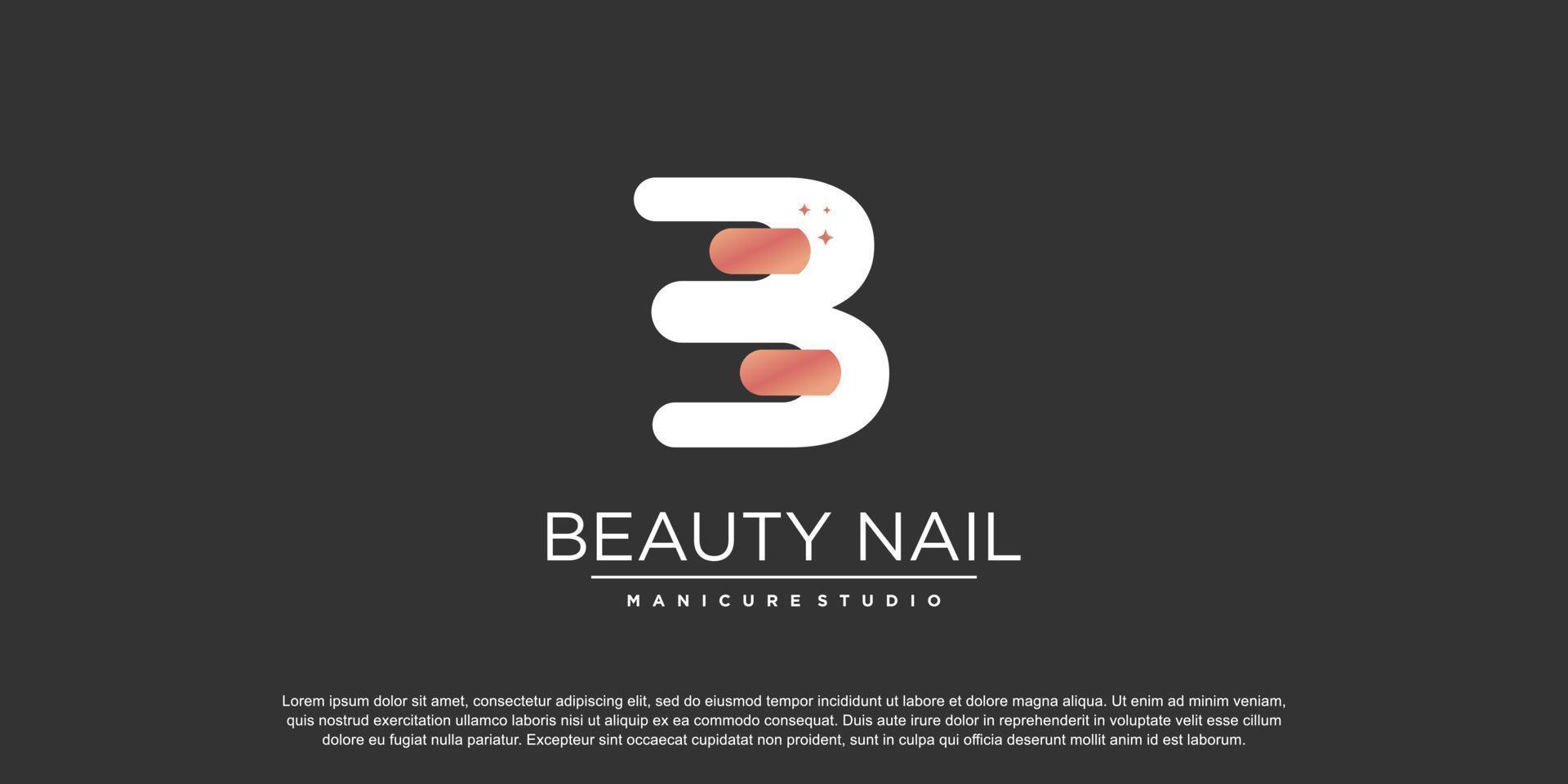 vetor de design de logotipo de nail art com estilo moderno e criativo