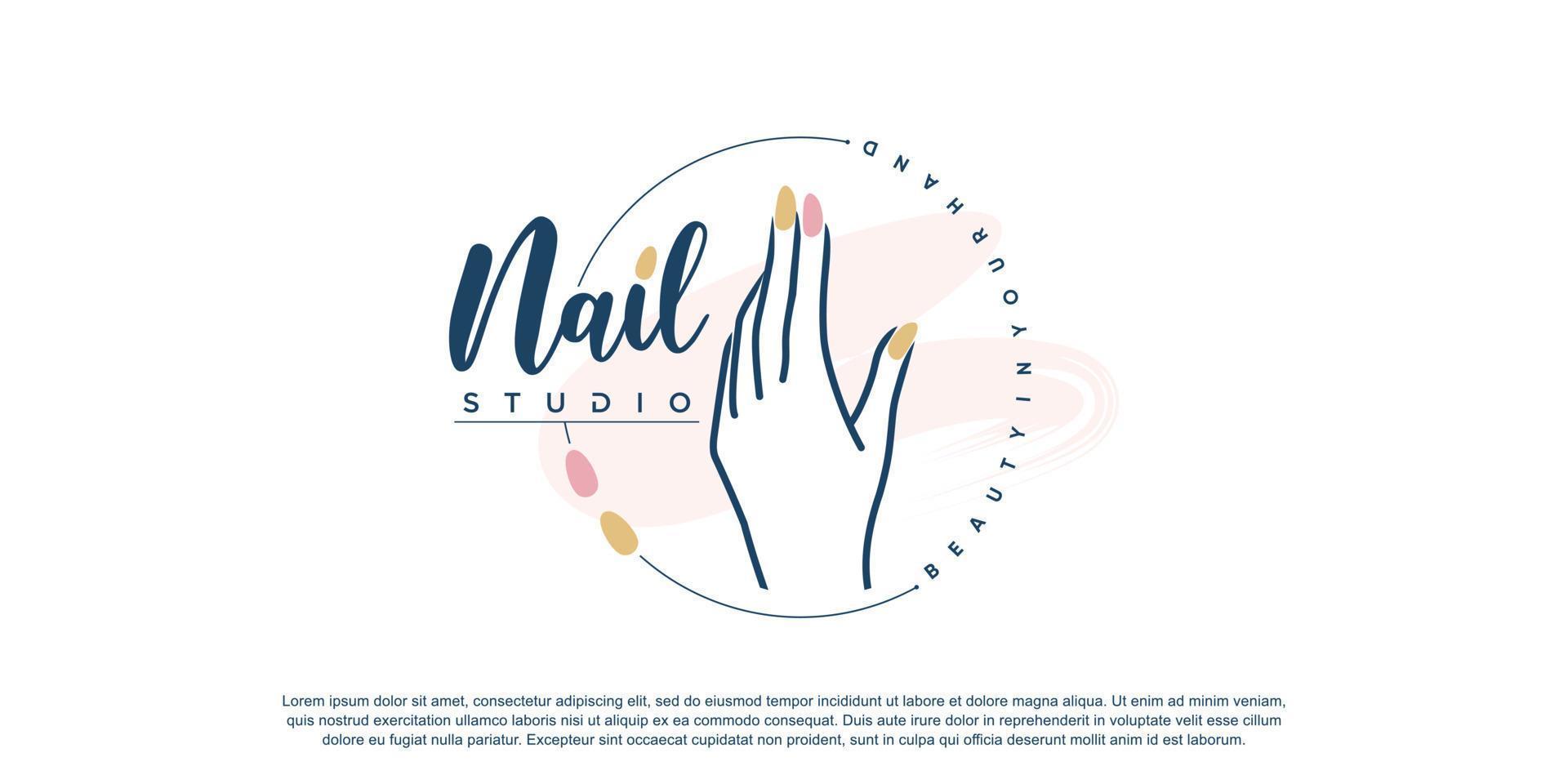 vetor de design de logotipo de nail art com estilo moderno e criativo