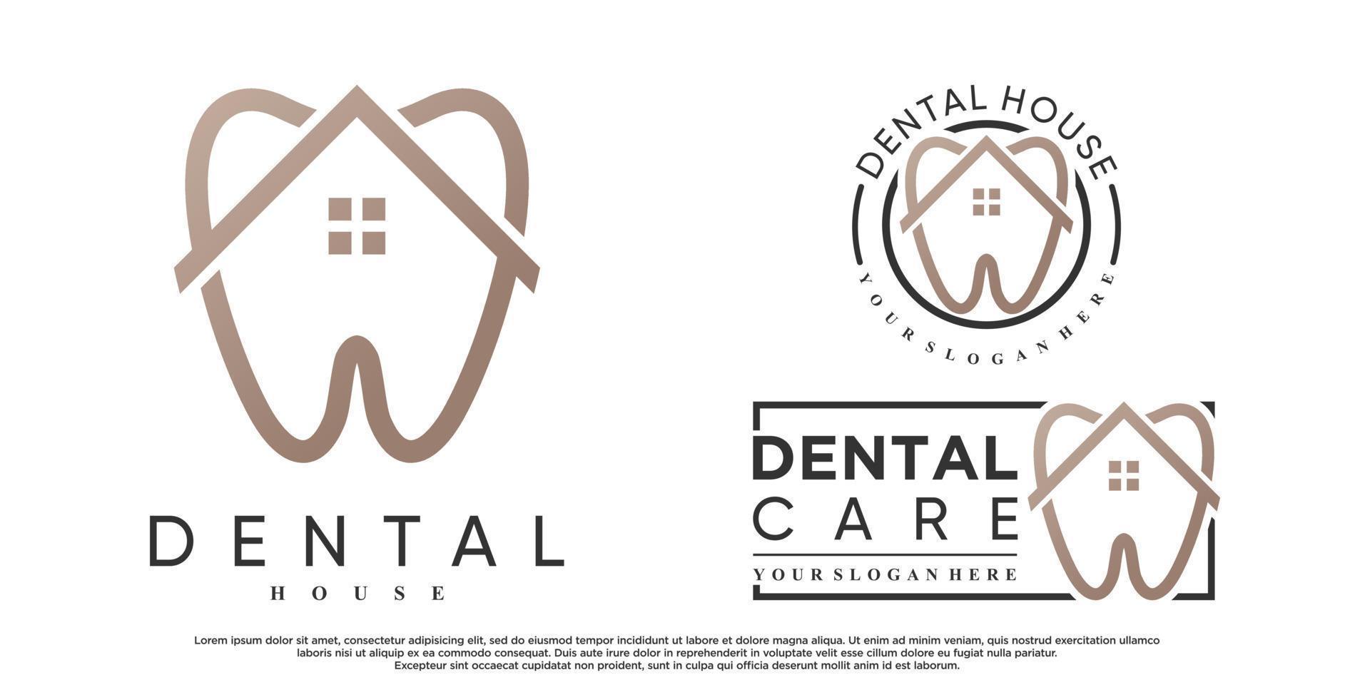 ícone dental conjunto design de logotipo com vetor premium elemento criativo