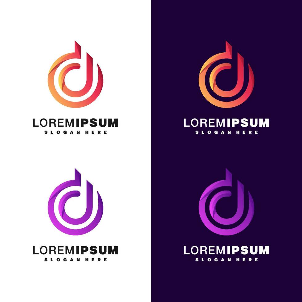 conjunto de logotipo colorido letra d vetor