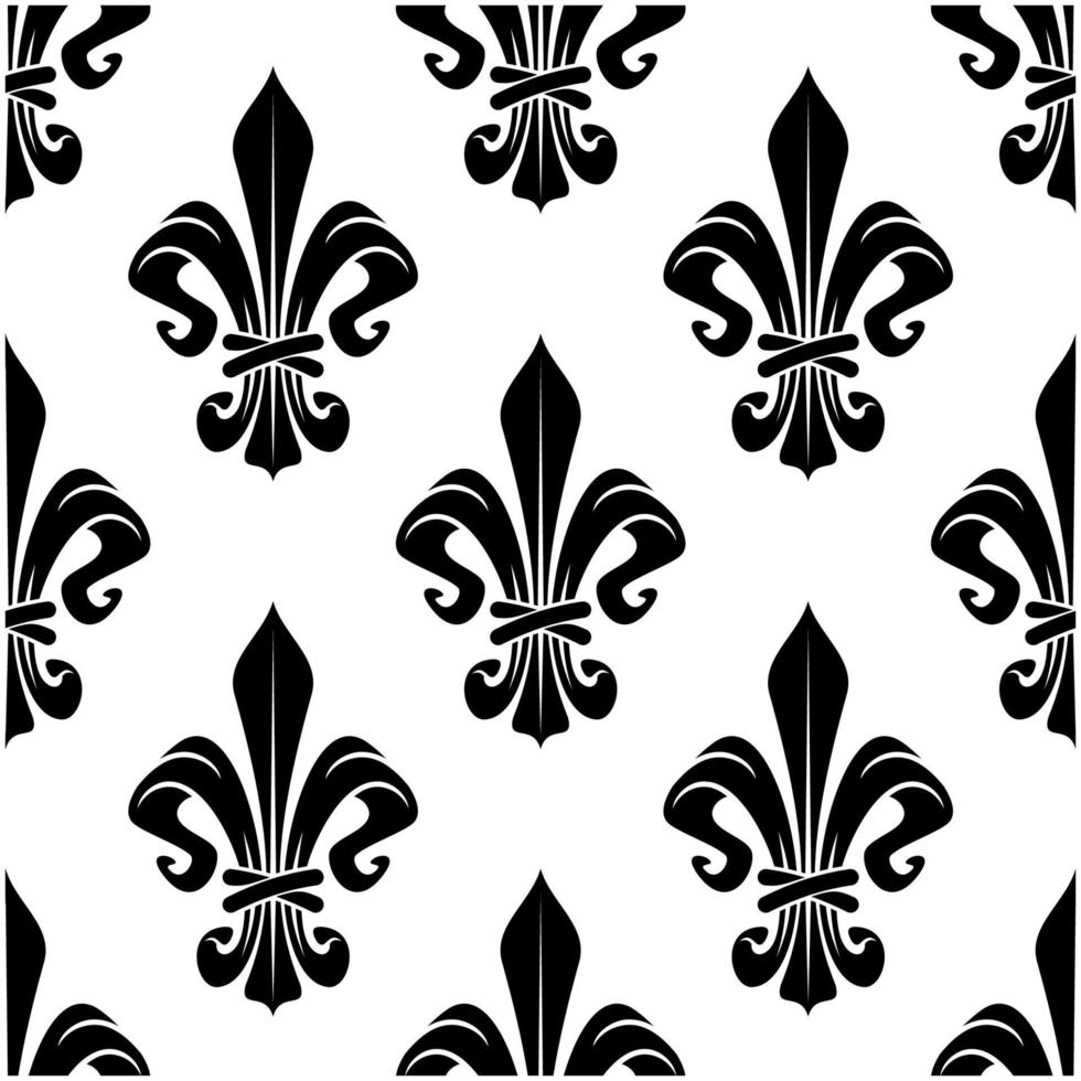 padrão de flor de lis real preto e branco vetor