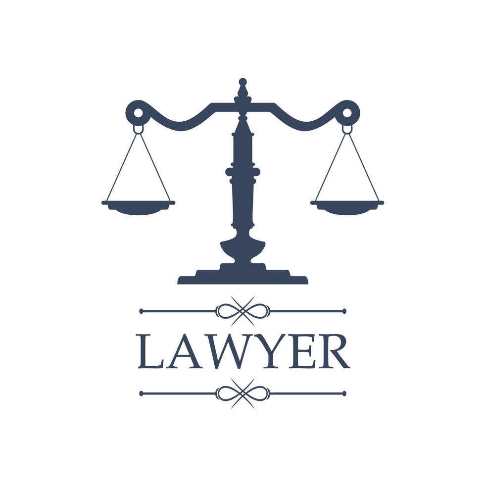 ícone de advogado do emblema de vetor de escalas de justiça