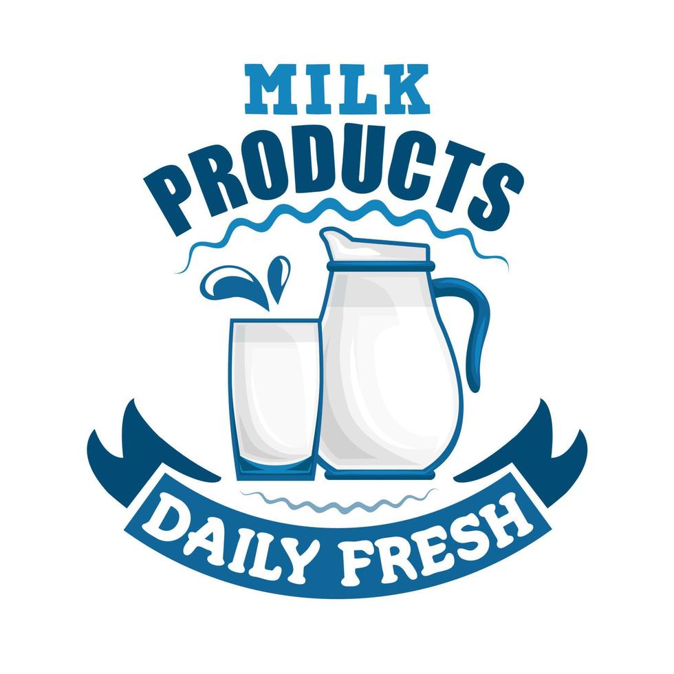 sinal de leite fresco diário de leite vetor