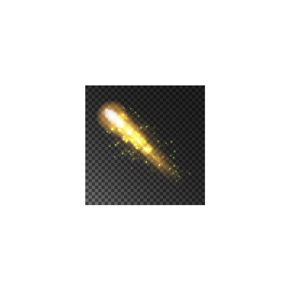 rastro de luz de cometa brilhante dourado vetor