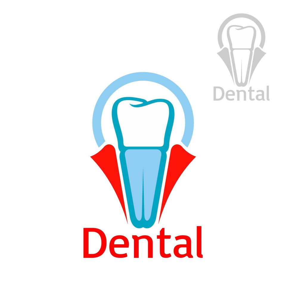 emblema de ícone de vetor de implante de dente de saúde dental