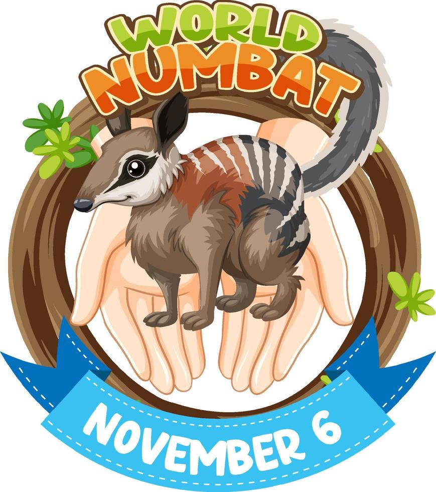 logotipo da bandeira do dia mundial numbat vetor