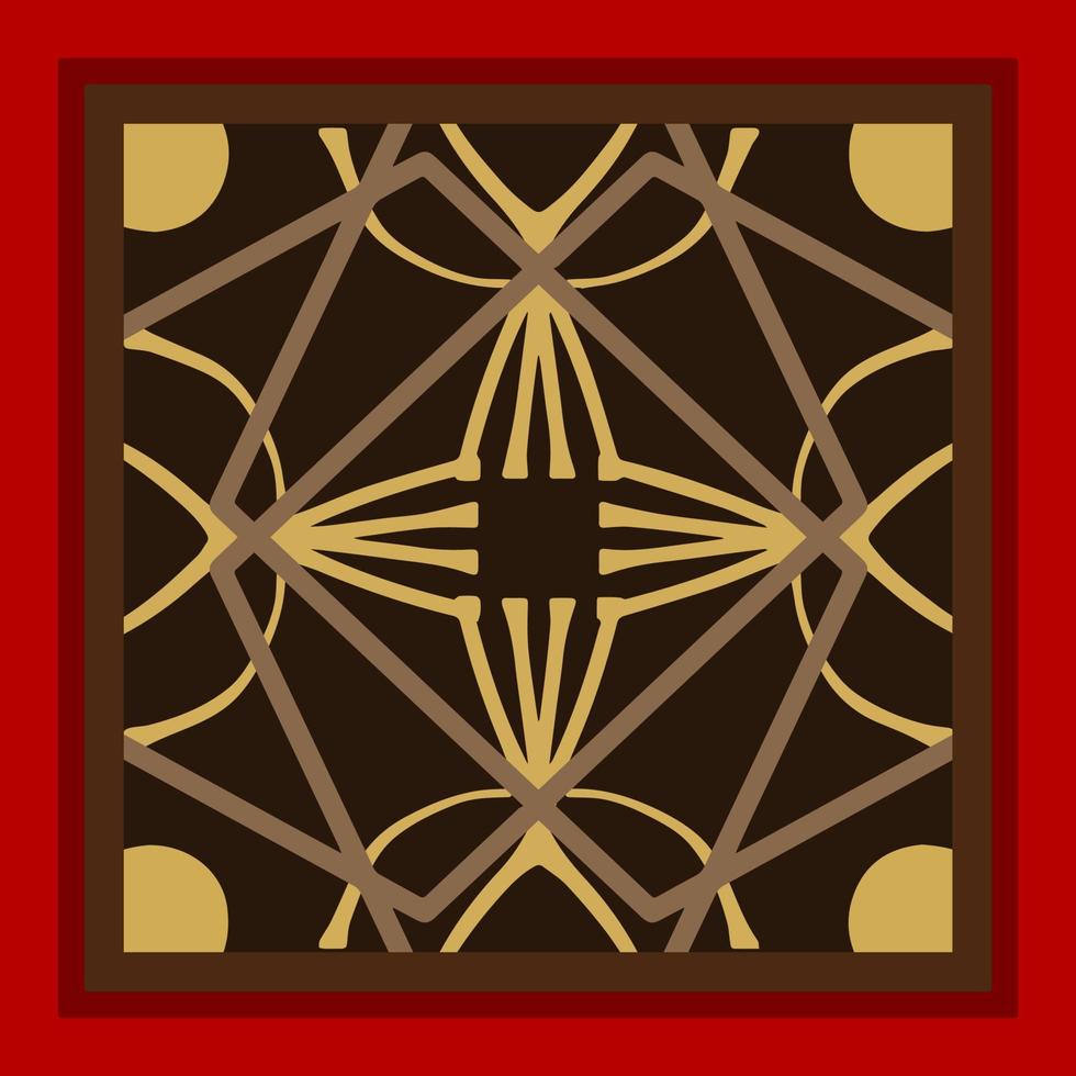 design geométrico padrão vermelho e dourado ideal para lenço de seda, lenço, bandana, gravata, xale, hijab, tecido, têxtil, papel de parede, tapete, cobertor, cerâmica ou azulejos. arte para impressão de moda. vetor