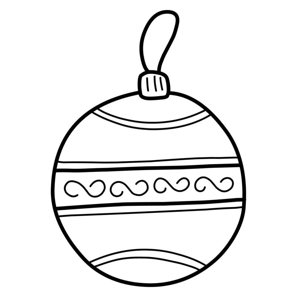 decoração da árvore de natal. bola de árvore de natal. doodle ilustração de enfeites de Natal. decoração festiva de ano novo. desenho vetorial simples. vetor