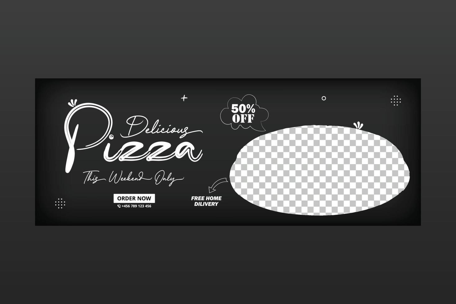 modelo de banner da web de promoção de venda de pizza deliciosa vetor