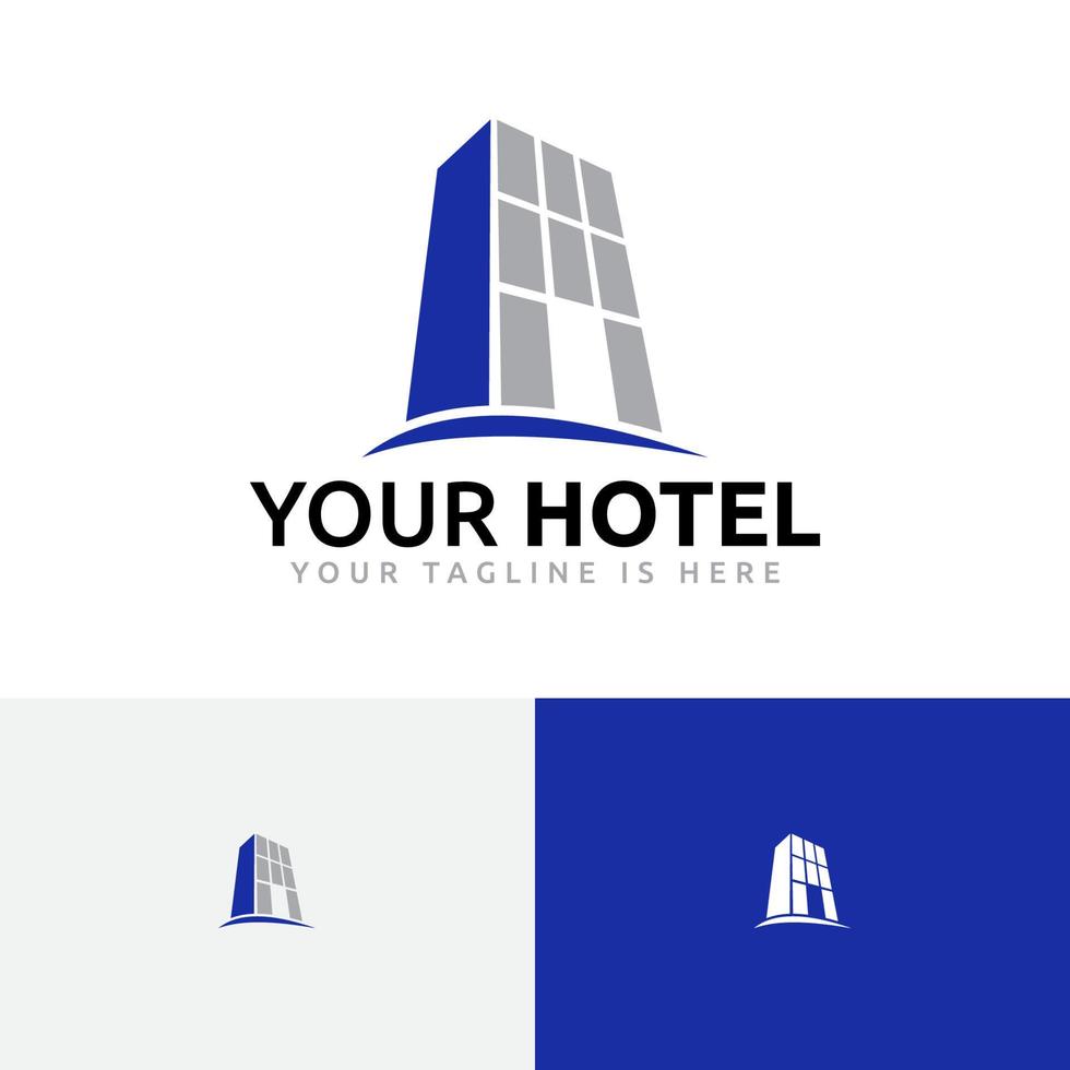 logotipo de edifício comercial de negócios de escritório de apartamento de hotel vetor