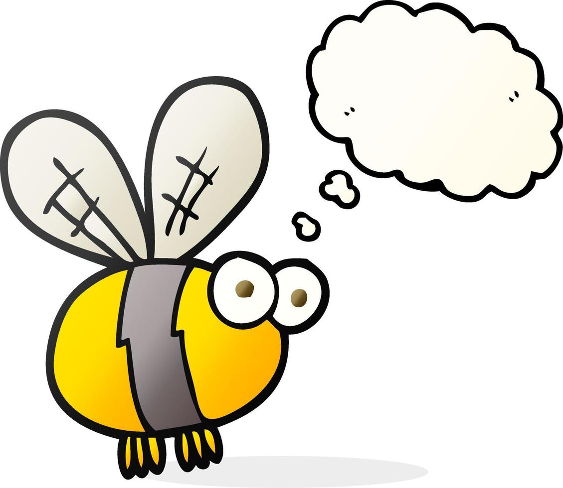 abelha de desenho de balão de pensamento desenhado à mão livre vetor