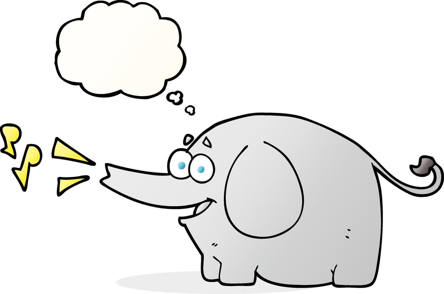 desenho de balão de pensamento desenhado à mão livre trombeteando elefante vetor