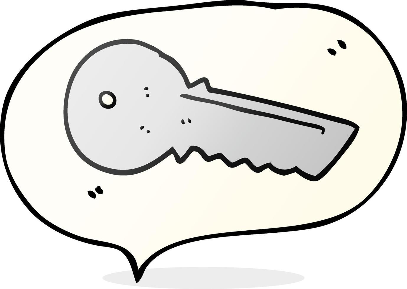 chave de porta de desenho animado de bolha de fala desenhada à mão livre vetor