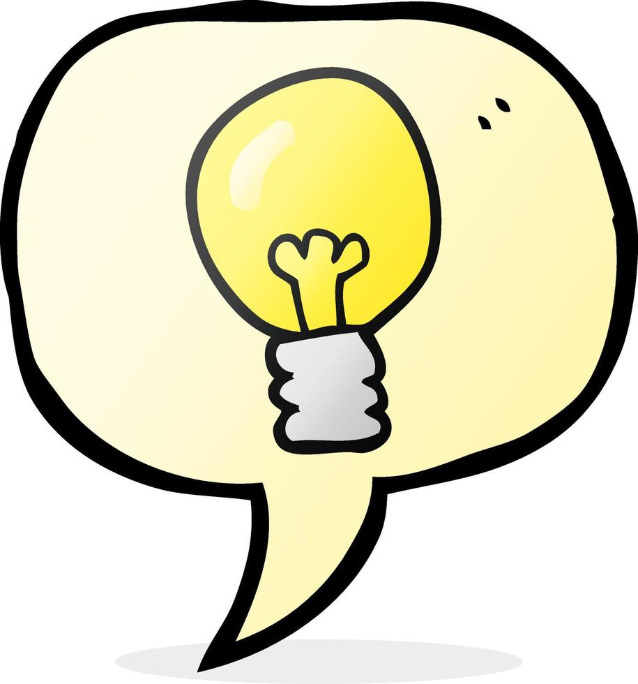 lâmpada de desenho animado de bolha de fala desenhada à mão livre vetor