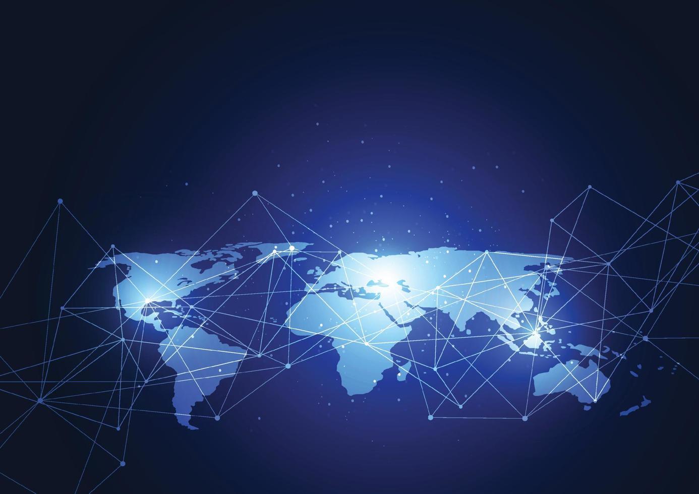conexão de rede global. ponto de mapa mundial e conceito de composição de linha de negócios globais. ilustração vetorial vetor
