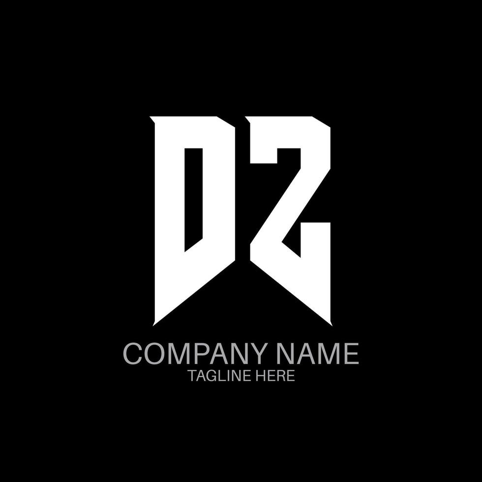 design de logotipo de letra dz. letras iniciais ícone do logotipo da dz gaming para empresas de tecnologia. modelo de design de logotipo mínimo de letra de tecnologia dz. vetor de design de letra dz com cores brancas e pretas. dz