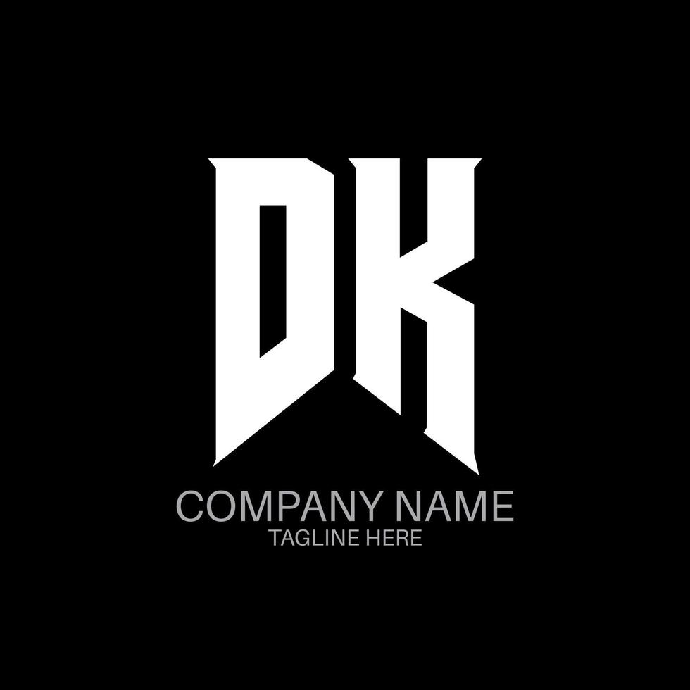 design de logotipo de letra dk. letras iniciais ícone do logotipo da dk gaming para empresas de tecnologia. modelo de design de logotipo mínimo de carta de tecnologia dk. vetor de design de letra dk com cores brancas e pretas. dk