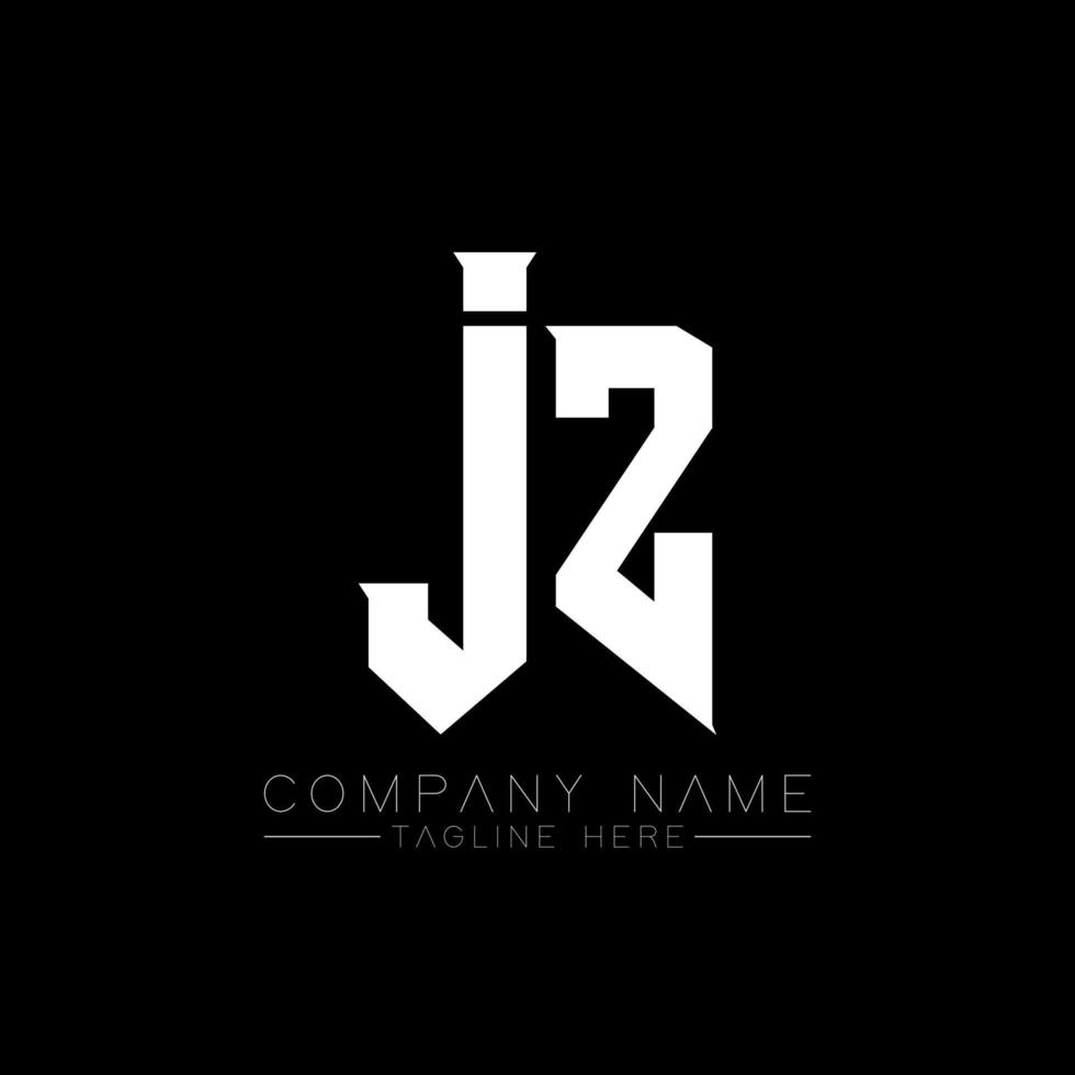 design de logotipo de letra jz. letras iniciais ícone do logotipo da jz gaming para empresas de tecnologia. modelo de design de logotipo mínimo de carta de tecnologia jz. vetor de design de letra jz com cores brancas e pretas. jz