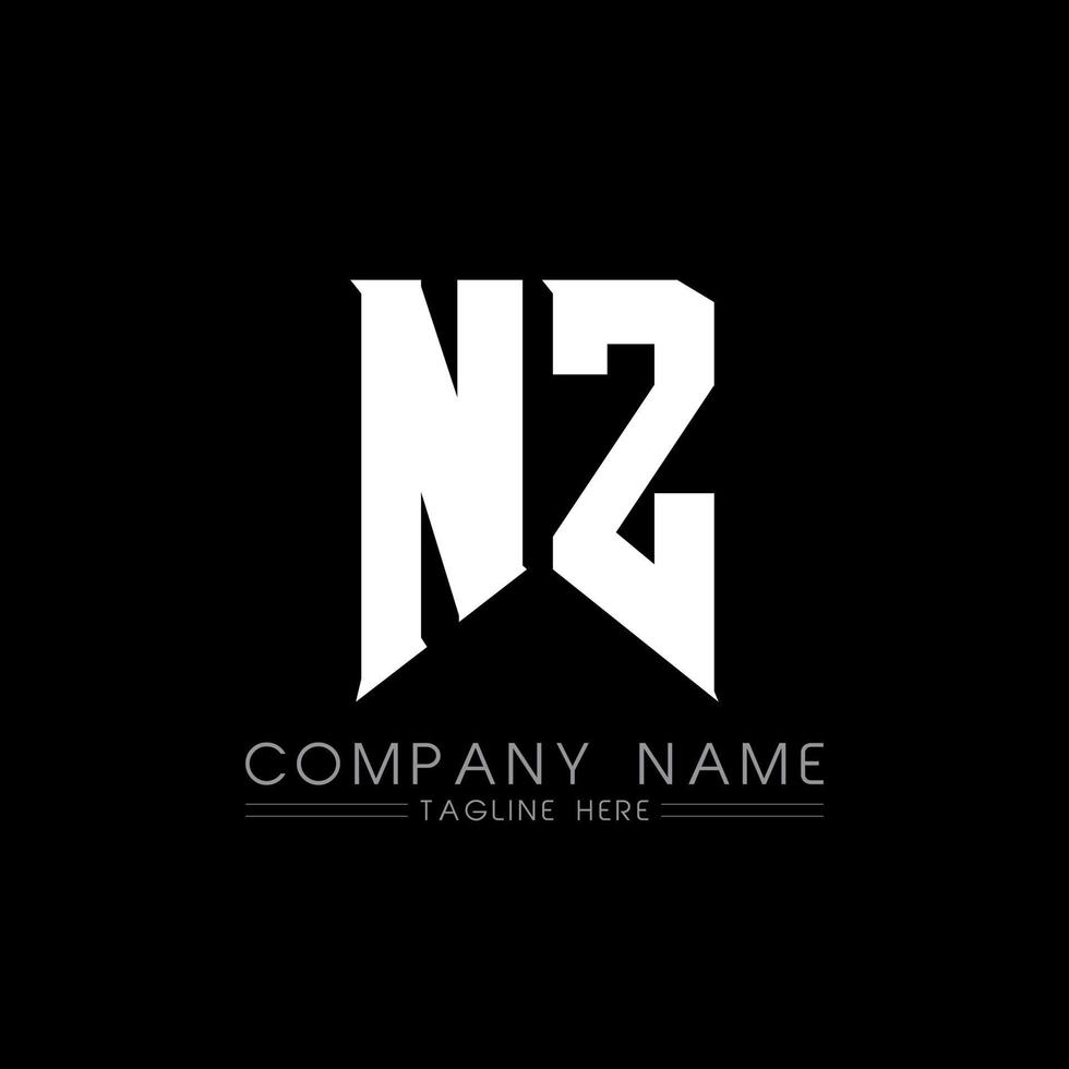 design de logotipo de letra nz. letras iniciais ícone do logotipo da nz gaming para empresas de tecnologia. modelo de design de logotipo mínimo de carta de tecnologia nz. vetor de design de letra nz com cores brancas e pretas. nz