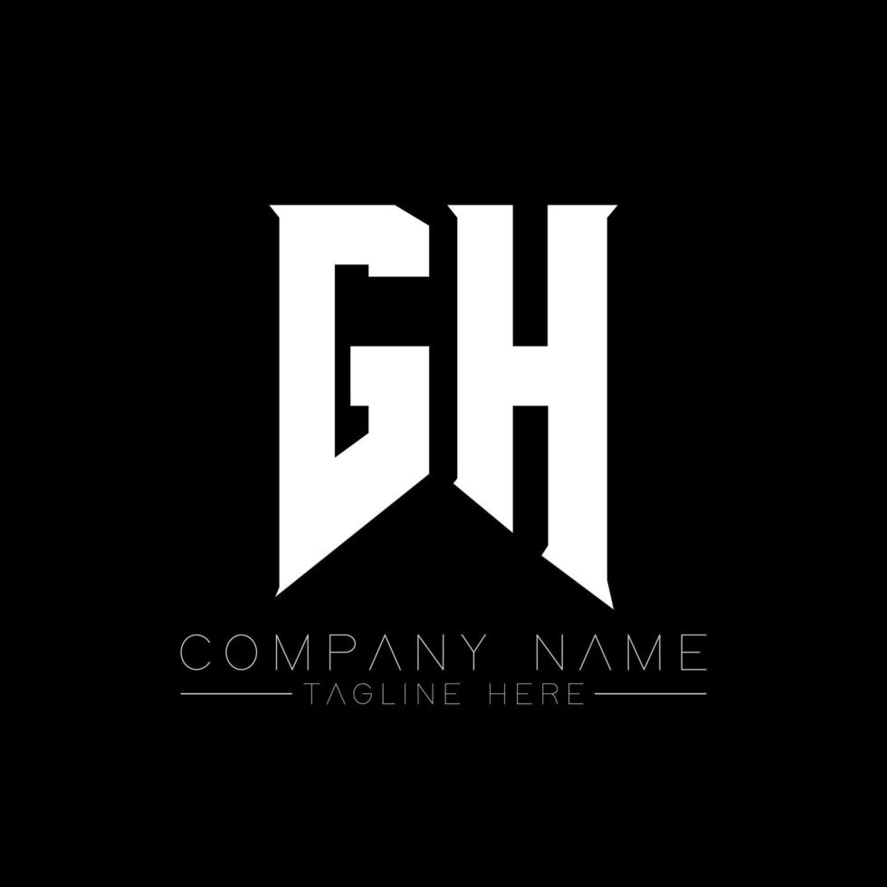 design de logotipo de letra gh. letras iniciais ícone do logotipo da gh gaming para empresas de tecnologia. modelo de design de logotipo mínimo de carta de tecnologia gh. vetor de design de letra gh com cores brancas e pretas. gh