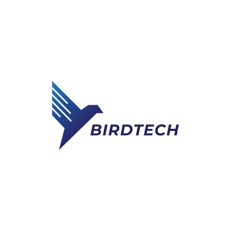 design de logotipo de tecnologia de pássaros modernos vetor