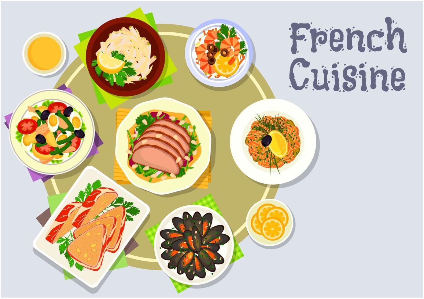 ícone de pratos de jantar de cozinha francesa para design de menu vetor