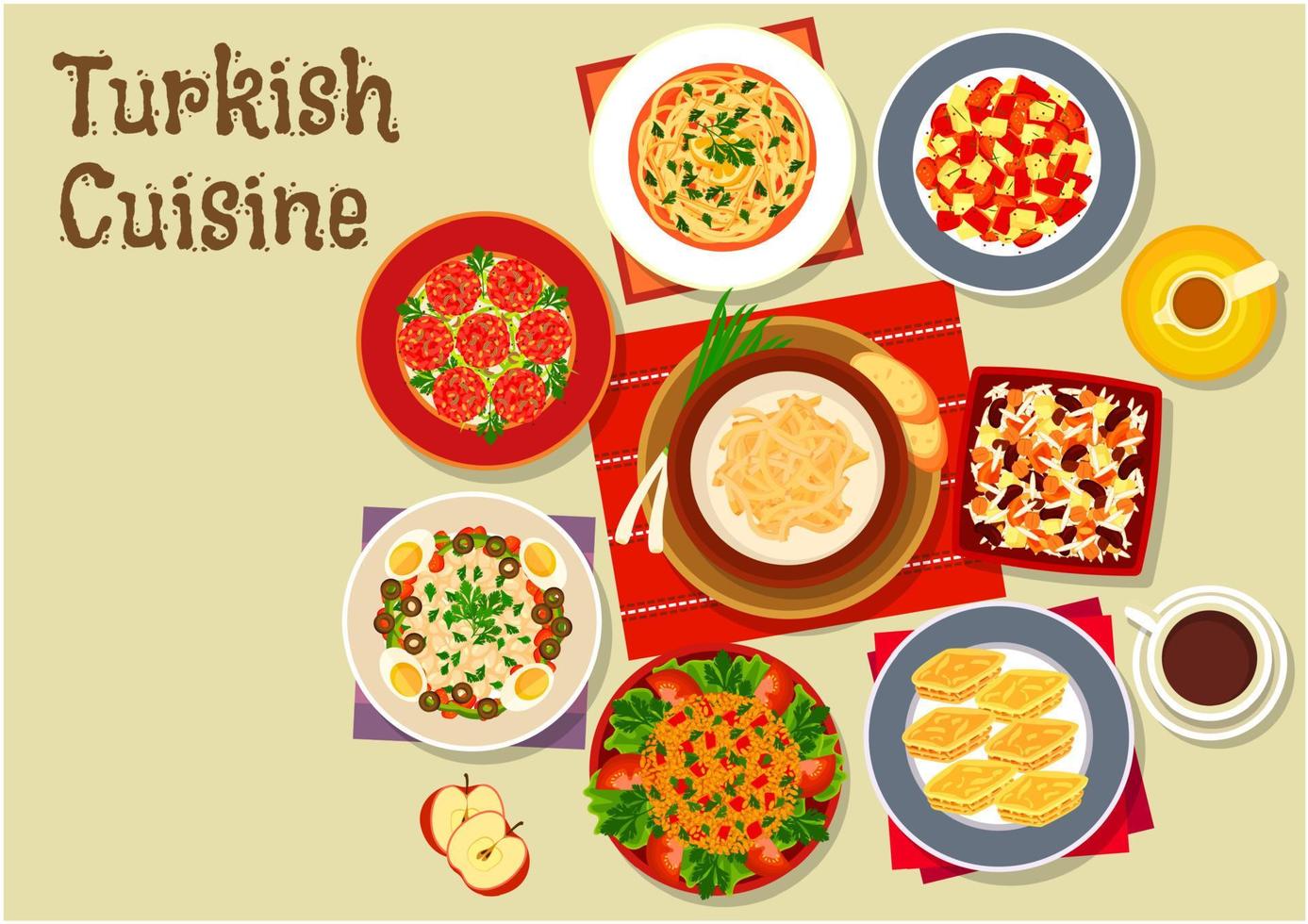 pratos de cozinha turca para ícone de jantar festivo vetor