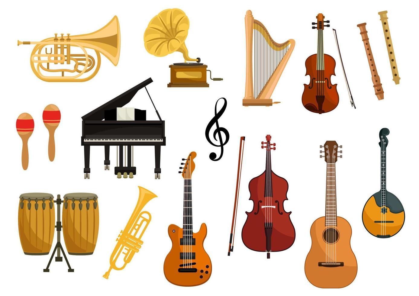 ícones vetoriais de instrumentos musicais vetor