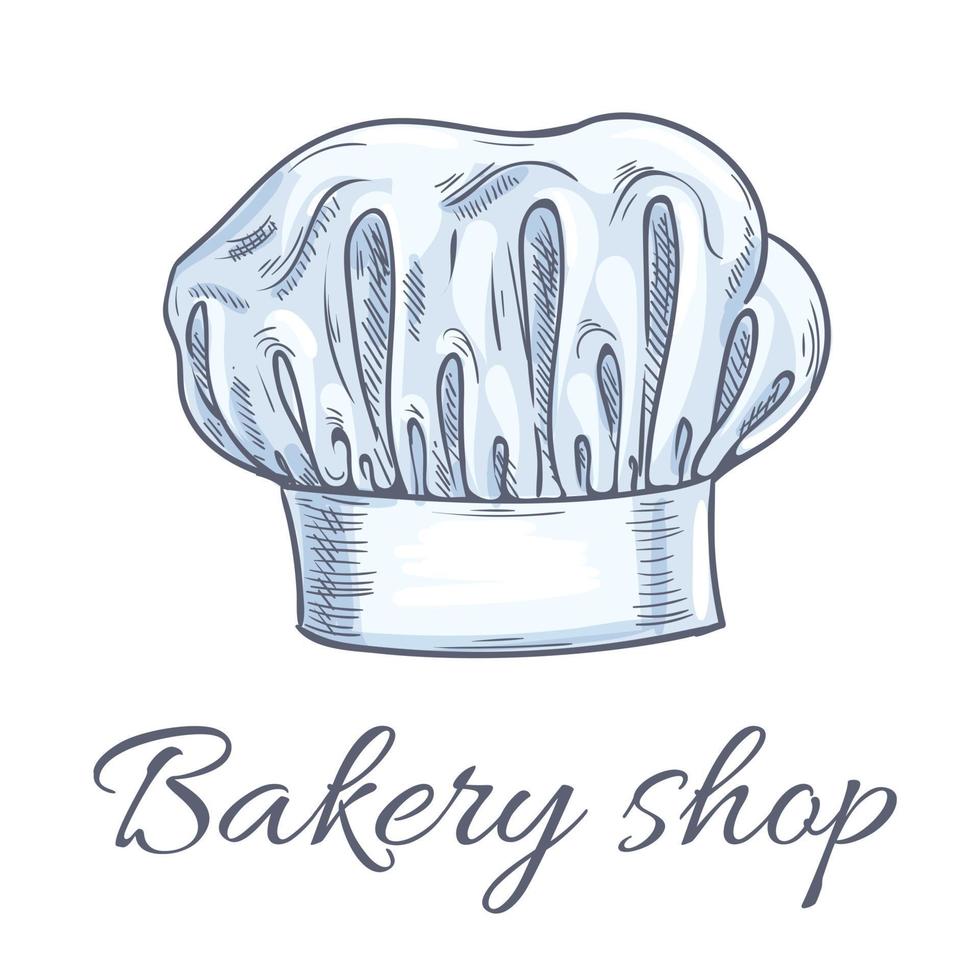 emblema de loja de padaria do chapéu de toque de chef padeiro vetor