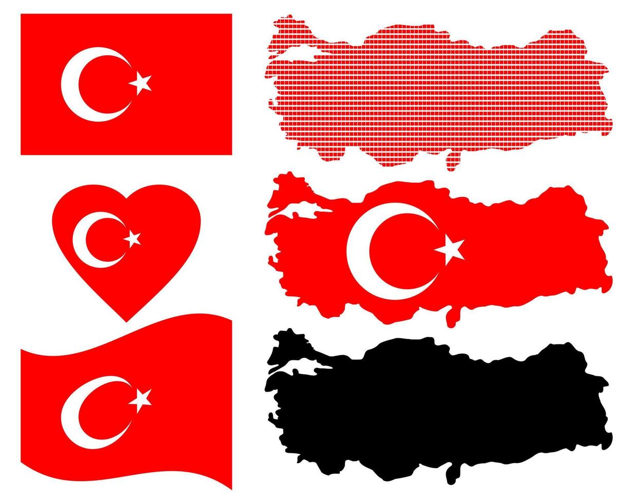 mapa da Turquia e diferentes tipos de símbolos em um fundo branco vetor