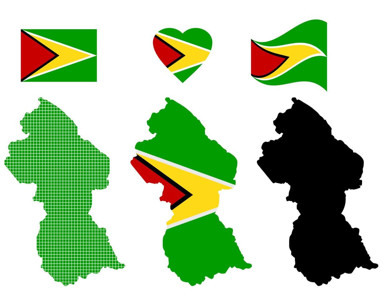 mapear a guiana diferentes tipos e símbolos em um fundo branco vetor