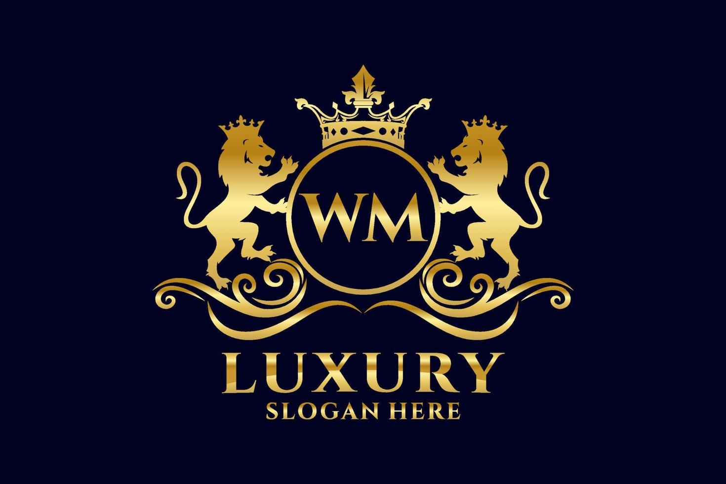 modelo de logotipo de luxo real de leão de carta wm inicial em arte vetorial para projetos de marca de luxo e outras ilustrações vetoriais. vetor