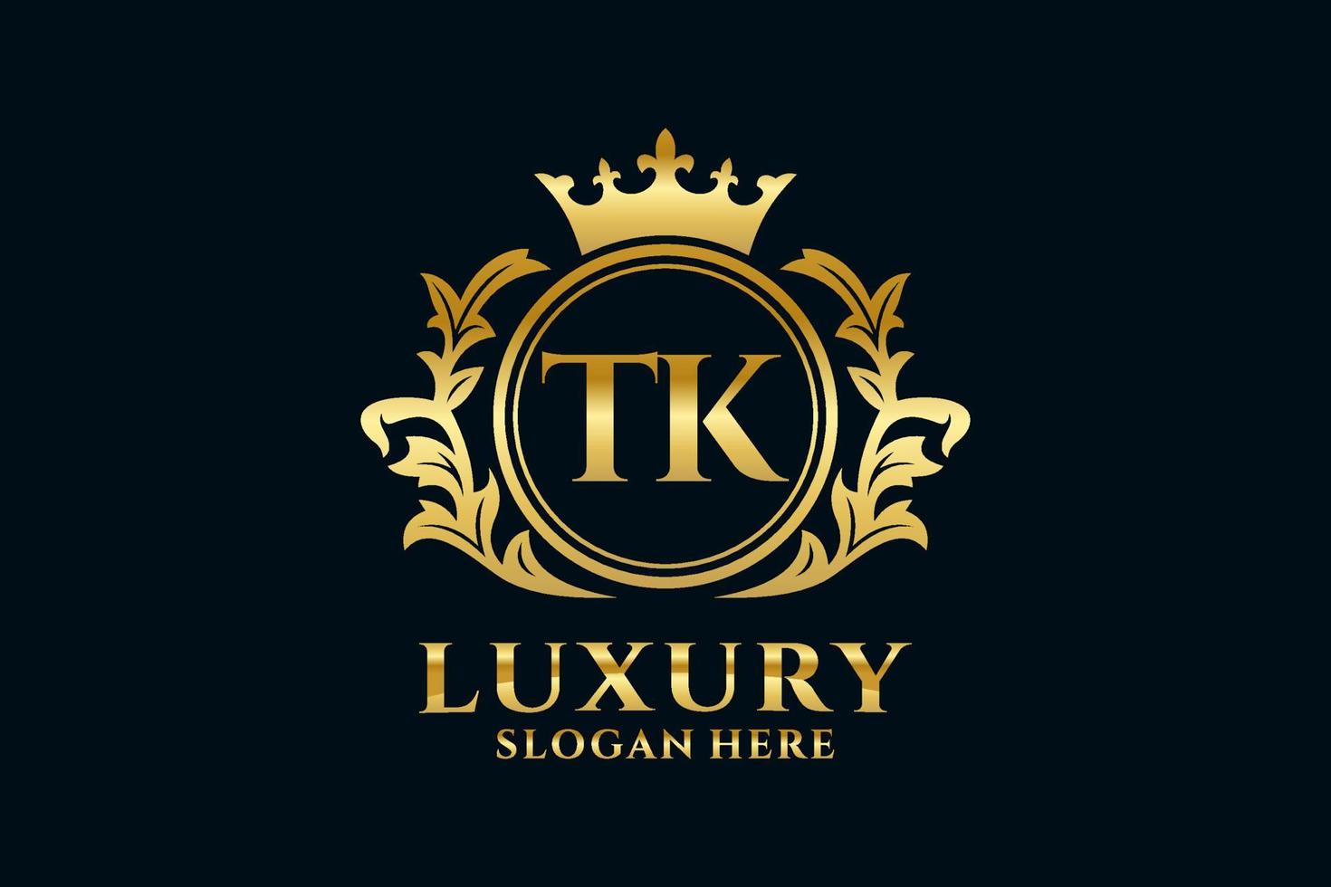 modelo de logotipo de luxo real de letra tk inicial em arte vetorial para projetos de marca luxuosos e outras ilustrações vetoriais. vetor